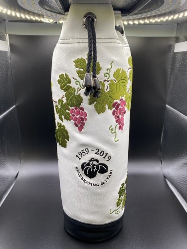 White leather wine bottle - white,